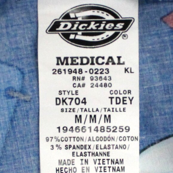 NWT Dickies Dental Theme Short Sleeve V Neck Graphic Scrub Top With Pockets - Picture 4 of 15